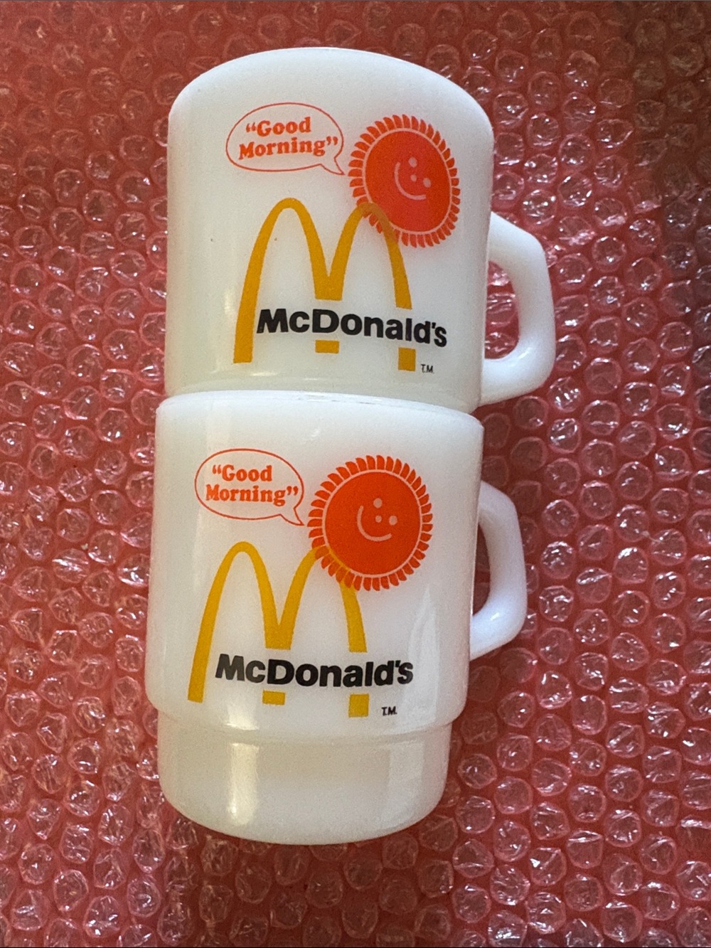 McDonald's White Mugs with Orange Sun and Yellow Arches - Set of 2